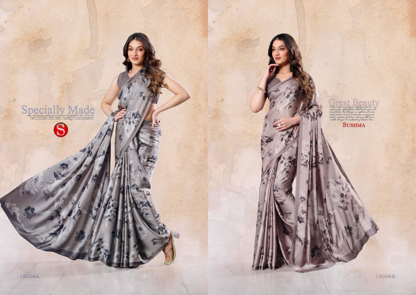 Felicity By Sushma Printed Satin Sarees Wholesale Market In Surat